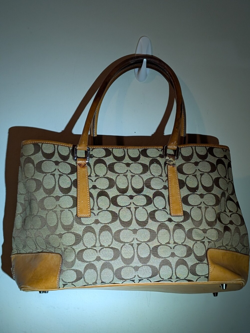 Coach Project 1992 Signature Canvas Tote in Brown and Tan Leather Trim As Is - Picture 3 of 16